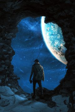 橘子影视电影专区热门科幻大片封面，宇宙星空背景，震撼视觉效果